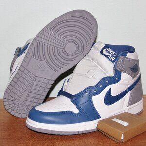 Nike Air Jordan 1 Retro High OG True Blue Mens 3.5 Women 5 White Grey